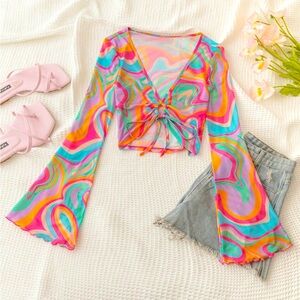 NWOT-Girls Size Medium Bell Sleeve Top